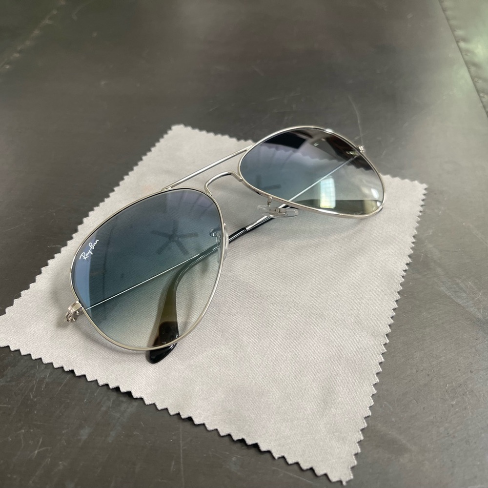 Ray-Ban Silver Aviators with Blue Gradient Lenses